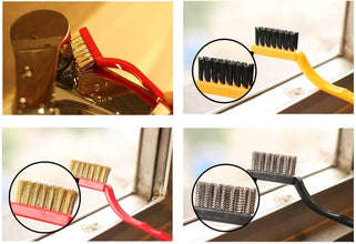 Pack of 3 Mini Wire Brush Cleaning Tool Kit Brass, Nylon & Stainless Steel Bristles | Multi-Purpose Stove, Kitchen, Rust & Gas Burner Cleaning Brushes for Home and Car Use